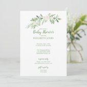 Elegant wit en groen Baby shower Kaart (Staand voorkant)