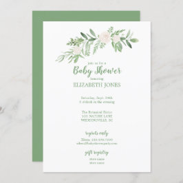 Elegant wit en groen Baby shower Kaart