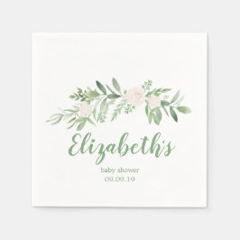 Elegant wit en groen Baby shower Servet