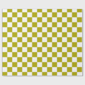 Elegant wit en olijfgroen schaakbord cadeaupapier (Vlak)