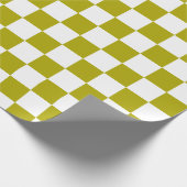 Elegant wit en olijfgroen schaakbord cadeaupapier (Hoek)