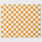Elegant wit en Oranje schaakbord Cadeaupapier (Vlak)
