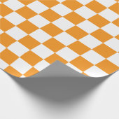 Elegant wit en Oranje schaakbord Cadeaupapier (Hoek)