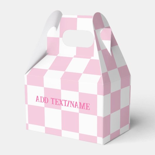 Elegant wit en pastel roze dambord bedankdoosjes (Achterkant)
