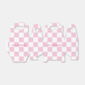 Elegant wit en pastel roze dambord bedankdoosjes (Uitgevouwen)