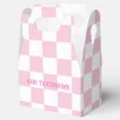Elegant wit en pastel roze dambord bedankdoosjes (Geopend)