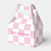 Elegant wit en pastel roze dambord bedankdoosjes (Voorkant Zijde)