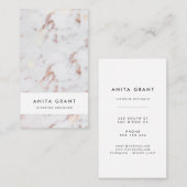 Elegant wit en roze marmer verticaal visitekaartje (Voorkant / Achterkant)