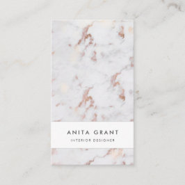 Elegant wit en roze marmer verticaal visitekaartje