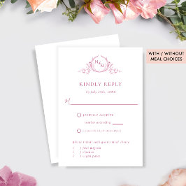 Elegant Wit en Roze Monogram RSVP