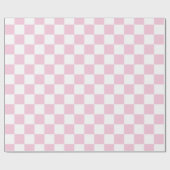 Elegant wit en roze schaakbord cadeaupapier (Vlak)