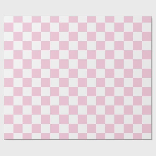 Elegant wit en roze schaakbord cadeaupapier (Vlak)