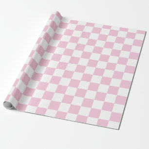 Elegant wit en roze schaakbord cadeaupapier