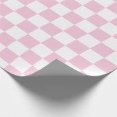 Elegant wit en roze schaakbord cadeaupapier (Hoek)