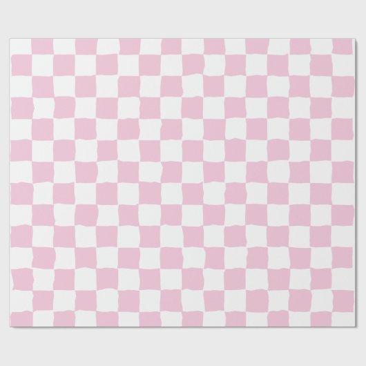 Elegant wit en roze schaakbordschilderij cadeaupapier (Vlak)