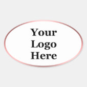 Elegant Wit en Roze Uw Logo Hier Sjabloon Ovale Sticker (Voorkant)