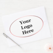 Elegant Wit en Roze Uw Logo Hier Sjabloon Ovale Sticker (Envelop)