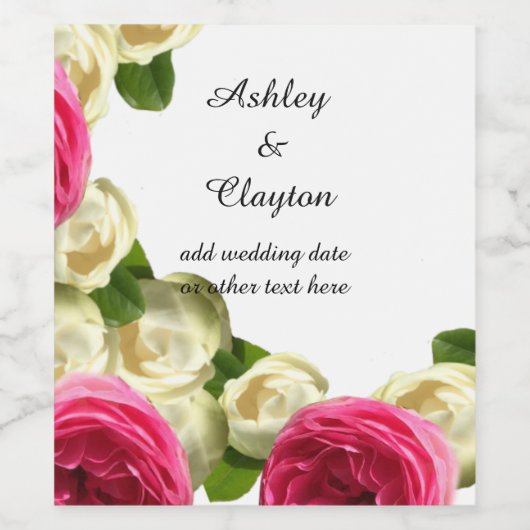 Elegant wit en roze waslabel wijn etiket (Enkel label)