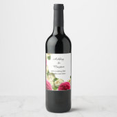 Elegant wit en roze waslabel wijn etiket (Voorkant)