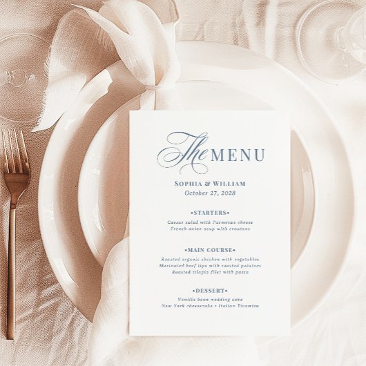 Elegant Wit en Stofblauw | Klassiek Luxe  Menu