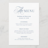 Elegant Wit en Stofblauw | Klassiek Luxe  Menu (Voorkant)