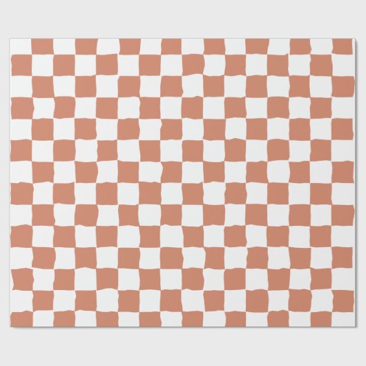 Elegant wit en terracotta schaakbord schilderij cadeaupapier (Vlak)
