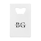 Elegant wit en wit monogram Initialen bruiloft Creditkaart Flessenopener (Achterkant)