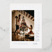 Elegant wit en zilver folie feestdagenkaart (Voorkant)