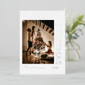 Elegant wit en zilver folie feestdagenkaart (Staand Voorkant)