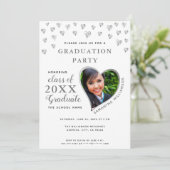 Elegant wit en zilver klasse van 2025 Afstuderen Kaart (Staand voorkant)