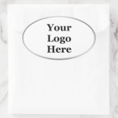 Elegant Wit en Zilver Uw Logo Hier Sjabloon Ovale Sticker (Tas)
