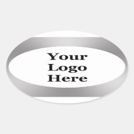 Elegant Wit en Zilver Uw Logo Hier Sjabloon Ovale Sticker