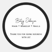 Elegant wit en zwart bedrijf Dank u Sticker (Voorkant)
