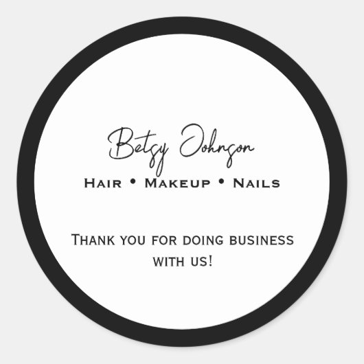 Elegant wit en zwart bedrijf Dank u Sticker (Voorkant)