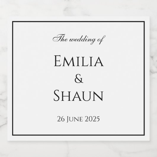 Elegant Wit en Zwart Bier Bruiloft Label Etiket (Enkel label)