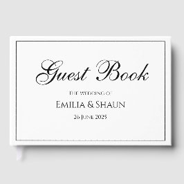 Elegant Wit en Zwart Bruiloft Gastenboek