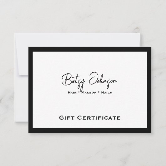 Elegant wit en zwart cadeaubon Kaart (Voorkant)