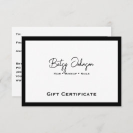 Elegant wit en zwart cadeaubon Kaart