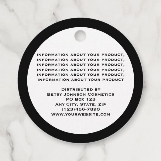 Elegant wit en zwart product Label (Achterkant)