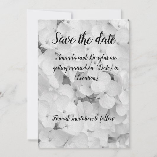Elegant wit en zwart Save the Date Kaart (Voorkant)