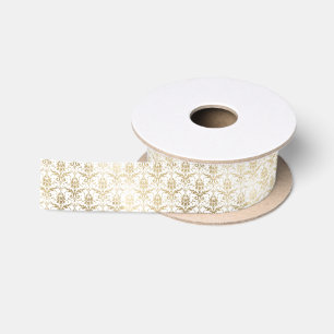 Elegant wit faux goud antiek bloemendamast satijnen lint