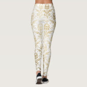 Elegant  wit faux goud bloemendamast leggings (Achterkant)