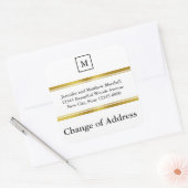 Elegant Wit Faux Goud Monogram Adreswijziging Vierkante Sticker (Envelop)