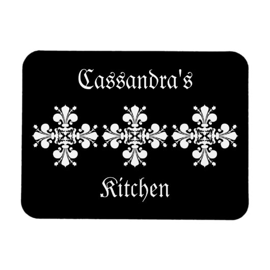 Elegant wit fleur de lis damast motief magneet (Horizontaal)