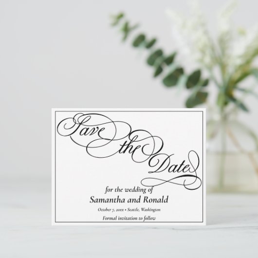 Elegant Wit Formal Save the Date Kaart (Staand voorkant)