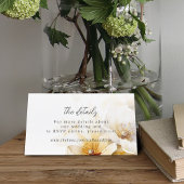 Elegant wit geel goud bloem detail informatiekaartje