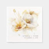 Elegant wit geel gouden bloem trouwpapier servet (Voorkant)