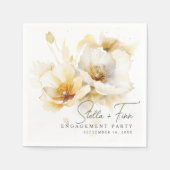 Elegant Wit Geel Gouden Bloem Verloving Servet (Voorkant)