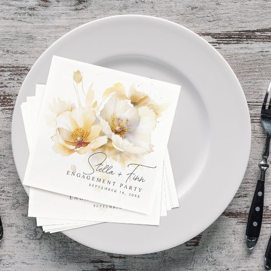 Elegant Wit Geel Gouden Bloem Verloving Servet