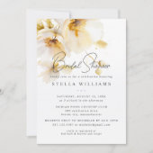 Elegant Wit Geel Gouden Bloem Vrijgezellenfeest Kaart (Voorkant)